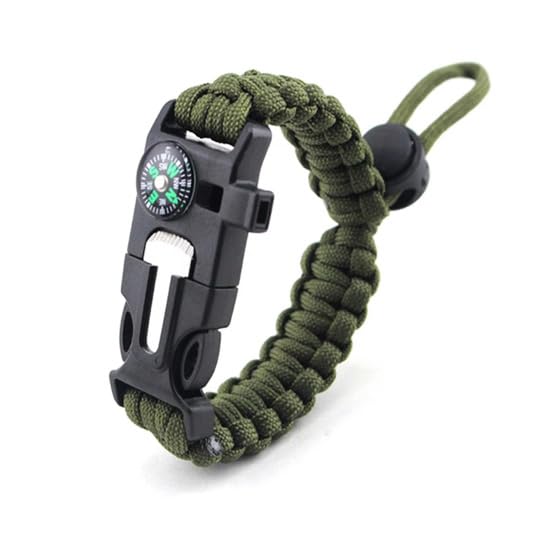 PRIMAL SURVIVAL Paracord Bracelet – Hiking & Camping Gear with Compass, Whistle & Adjustable Wristband | Outdoor Safety & Adventure Accessory (Army Green)