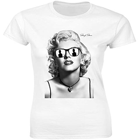 URBAN SHAOLIN Womens Marilyn Monroe vs Audrey Hepburn Inspired Fitted T Shirt, Medium, White Cover
