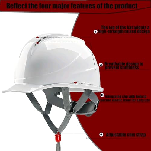 10 Pcs Suspension Hard Hat, 4-Point Ratchet Hard Hat with Vents & Sweatband, Adjustable ABS Construction Safety Helmet for Men and Women, Industrial Head Protection Gear - Image 5