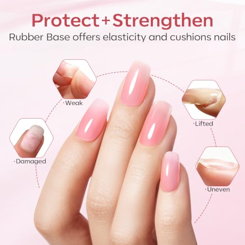Image of modelones Jelly Pink Rubber Base Gel Polish Set 6 Color Builder Nail Gel