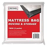Mattress Bag for Moving & Long-term Strorage - TWIN size - Enhanced mattress protection with Super Thick Tear & Puncture Resistance Polyethylene (Value Pack of 2pcs)