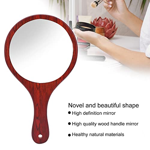 Hand Held Mirror, Vintage Hand Mirror Wooden Handle Hanging Hole Travel Mirror For Travel Home Office #TOP1