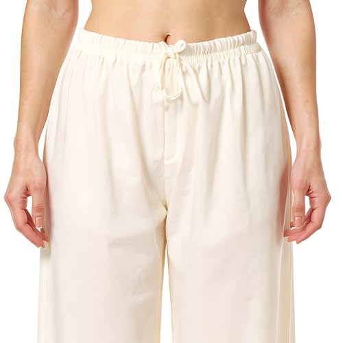 Image of Women's Rayon Palazzo Pants | Solid Color Wide Leg Trousers in 18 Shades | Elastic Waist Casual Bottoms XS-7XL | Comfortable