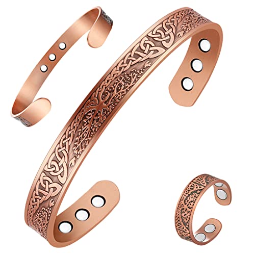 Vicmag Copper Bracelet For Men Women Magnetic Magnet Brazaletes 100% Solid Pure Copper Jewelry Gift Cuff Bangles (9X Tree Copper) #TOP5