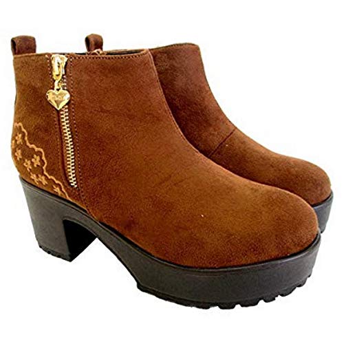 [リズリサ] lizlisa 2938 レディース ショートブーツ 厚底 (M(23.0cm/23.5cm), キャメルスエード)