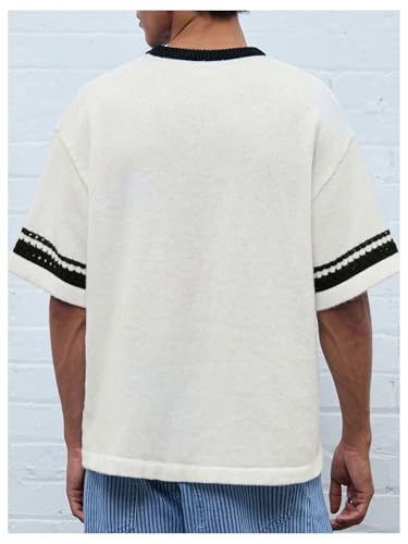 WDIRARA Men's Number Letter Graphic Sweater Crewneck Half Sleeve Pullovers Knit Top2