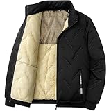 [ＰＡＦＨＬ] コート メンズ ジャケット ジャンパー 裏起毛 冬服 アウター ボア 中綿 ダウン 暖かい 防寒 防風 無地 モコモコ アウトドア 厚手 通勤 カジュアル おしゃれ black 2xl-n