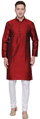 Maple Clothing Men's Kurta Pajama Poly Silk Indian Wedding Party Dress