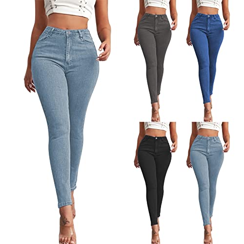Mom Jeans Damen High Waist Curvy - Jeans Damen Skinny Stretch Damenjeans 7/8 Lang Denimhose Slim Fit Stretchhose Große Größen Freizeithose Sexy Hüfthosen Oversized Leggings Y2K Hosen, b, XXL