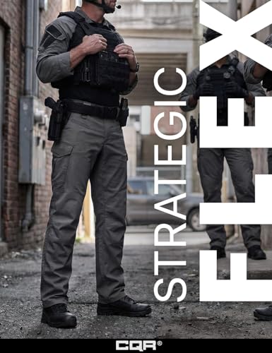 Image of CQR Men's Flex Ripstop Tactical Pants, Water Resistant Stretch Cargo Pants, Lightweight EDC Hiking Work Pants