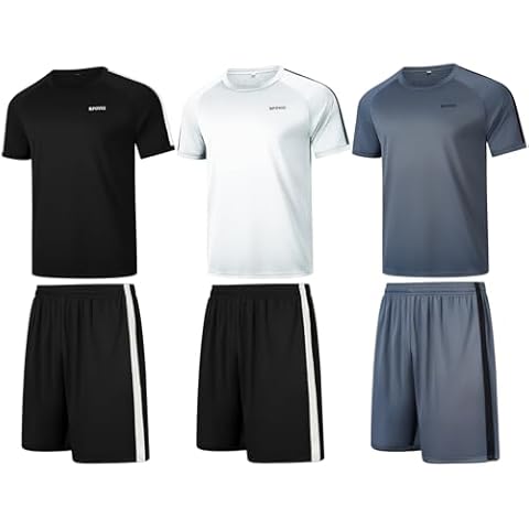RPOVIG Shirts Shorts Workout Set:Men's 3 Pack Clothes Short set outfits Gym Active Athletic Performance Cover