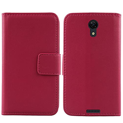 Lankashi Premium Genuine Real Flip Folder Folio Leather Case for AT&T ATT Calypso U318AA / Cricket Vision 3 TPU Silicone Phone Protection Protector Cover Book Wallet Business Skin Pouch Etui (Rose)