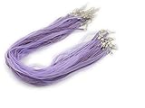  WEBandBUY 5 x Halskette * Farbe: Flieder * Organzaband mit Wax Cord Schleifenband Schmuckband Kette