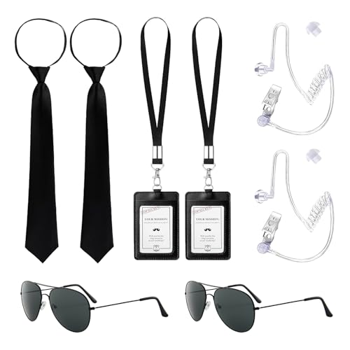 SEFIRST 10 Pzs MIB Agente Disfraz Accesorios, Disfraz Vigilante Seguridad