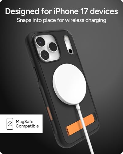Image of ZAGG Sedona Snap Case with Kickstand for iPhone 17 Pro Max - Flood Black, Drop Protection (13ft /4m), Multi-Layer Protection, with Camera Button, MagSafe Phone Case with Impact-Absorbing Bumpers