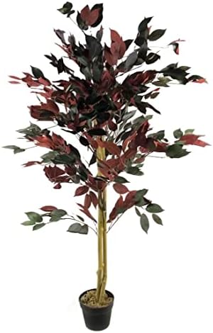Leaf LEAF-7088 Design UK 90cm Artificial Ficus Tree/Plant-Large Bushy Shape Black Plastic Pot, Green Bushy Ficus