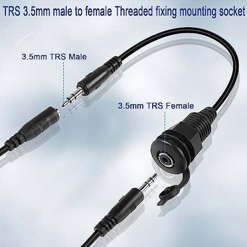 QIANRENON 3.5mm TRS Threaded Fixed Waterproof Cable 1/8 Male to Female Embedded Mount Stereo Adapter 3.5mm Plug to Jack Headphone Mount Cable - Image 2