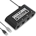 Gamecube Controller Adapter. Super Smash Bros Gamecube Adapter for Wii u, Pc, Switch. No Driver Need and Easy to Use. 4 Port Black Gamecube Adapter(Improved Version)