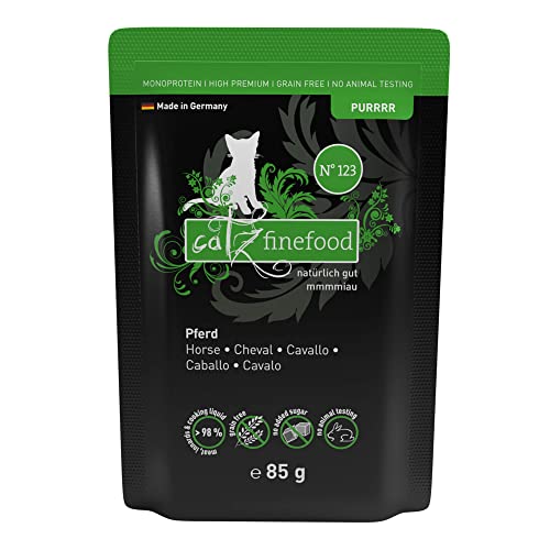 catz finefood Purrrr Pferd Monoprotein Katzenfutter nass N° 123, für ernährungssensible Katzen, 70% Fleischanteil, 16 x 85g Beutel 1