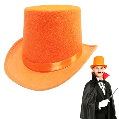 GUIX DENG Top Hats for Men Women Adults Magician Victorian Steampunk Top Hat Costume Hats for Cosplay Christmas Halloween (orange)