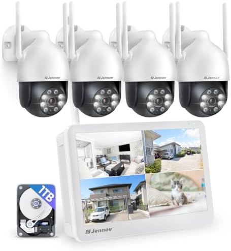 Para negocio 6 Jennov 5MP PTZ Kit Cámaras de Vigilancia con 10" Monitor, 10CH 5M...