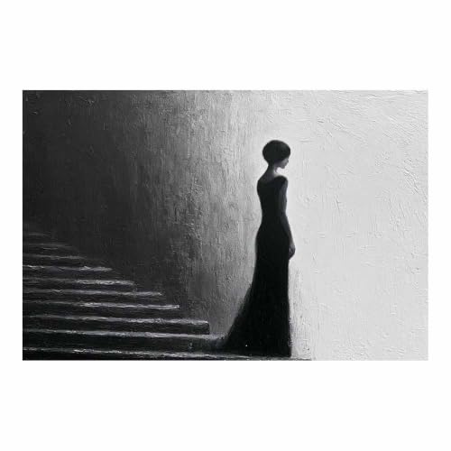 Photo noir et blanc silhouette de la femme toile decoration murale pour habiller un mur vide