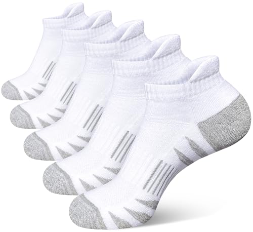 Heyoboy Men's Athletic Cushioned Cotton Socks Anti-blister Wicking Breathable Running Ankle Socks 5 Pairs