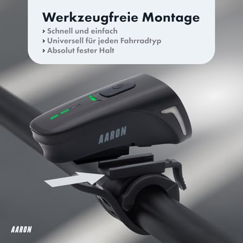 AARON LED Fahrradlicht Set 100 LUX für Stadtpendler & E-Bike-Fahrer, StVZO zugelassen, USB...