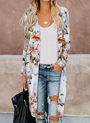 Sidefeel Women Long Sleeve Open Front Floral Print Knit Cardigans Outwear Xl Red #TOP1