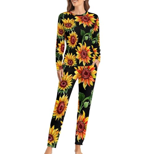 Ensemble de pyjama femme tournesol aquarelle pour des soirées cocooning et nuits douces