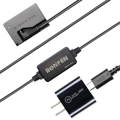 RONFEN DR-E15 DC Coupler ACK-E15 AC Power Adapter LP-E12 Dummy Battery USB-C Cable PD Adapter Kit for Canon EOS Rebel SL1, 100D DSLR, Kiss X7, PowerShot SX70 HS Cameras