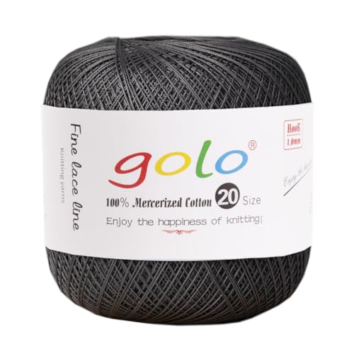 golo Crochet Thread Size 20 Crochet Yarn for Hand Knitting Black Gray 227