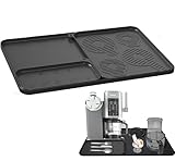 Gleitunterlage für Ninja Creami Eismaschine NC700/500/300 Arbeitsplattenmatte, 3 Stück Silikonmatte Set für Ninja Creami Zubehör mit Ablaufrinne, Verdicktes Design zur Reduzierung von Vibrationsgeräus