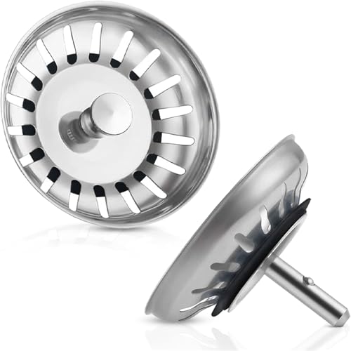 Tapón colador de fregadero 2 unidades acero inoxidable 83mm