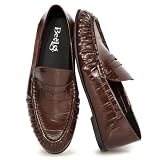 BeeLg Brown Penny Loafers for Women Comfort Casual Slip On Flat Ruched Loafers Dressy Work Business...