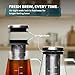 OVALWARE Airtight Cold Brew Iced Coffee Maker Pitcher (& Iced Tea Maker) with Spout – 1.5L/ 51oz Brewing Glass Carafe with Removable Stainless Steel Filter
