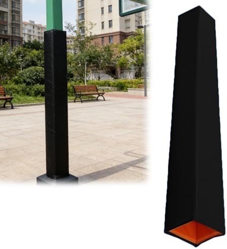 Square Basketball Pole Pad - 3ft Height, Black 3"x3", Self-Adhesive & UV-Resistant, Waterproof Protection for Basketball Hoops, Playgrounds & Gyms, Safe Outdoor Use
