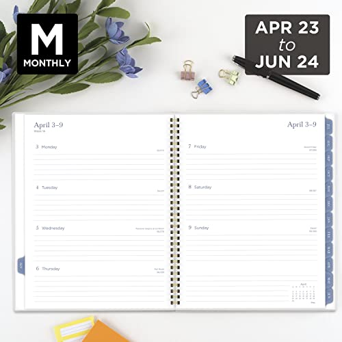 Mead 2023-2024 Academic Planner, Weekly & Monthly, 8-1/2" X 11", Large, Monthly Tabs, Pocket, Flexible Cover, Customizable, Caprice, Yellow Floral (1319A-901A) #TOP2