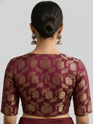 Image of Thevasa Women's Everyday Divine Depth V Neck Half Sleeves Blouse