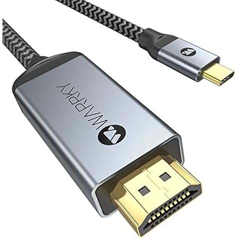 WARRKY 4K USB C to HDMI Cable, USB Type C to HDMI Cable (Anti-Interference, Thunderbolt 3/4 Compatible), Compatible with MacBook Pro/Air, iPad Pro 2021, Galaxy S22, Surface, XPS, HP, etc. -6ft/1.8m Cover