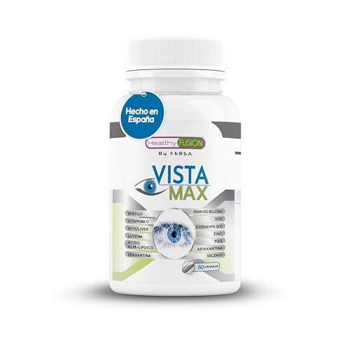 VistaMax Healthy Fusion | Vitaminas para los ojos con Luteína, Zeaxantina Mirtilo, Ginkgo Biloba | Elimina la fatiga ocular y mejora la agudeza visual | Repara y protege la visión | 60 cápsulas