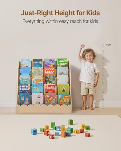 Image of VEVOR 5-Tier Montessori Bookshelf, Kids Scalloped Bookshelf, Wooden Toddler Bookshelf, Book Organizer Display for Bedroom, Playroom, Entryway, Nursury, Classroom