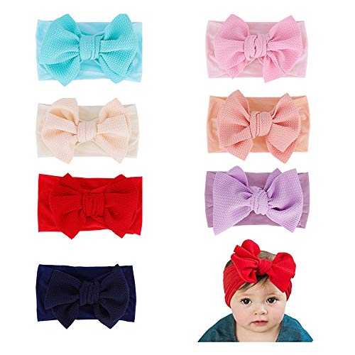 Byeca Baby Girl Nylon Headbands Newborn Infant Toddler Hairbands and Bows Child Hair Accessories, Multicoloured, Large