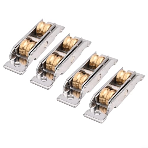 4 rodillos de acero inoxidable para puerta corrediza de patio, rodamiento de bolas de cobre para puertas de vidrio, puertas de pantalla, ventanas, puertas con tornillos (B)