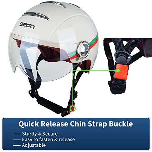 Beon Adult Bicycle Helmet With Tinted Visor Mountain & Road Bike Helmets For Men Women Cycling Helmet For Recreational Bicycling Jet Helmet For Riding Scooter #TOP5