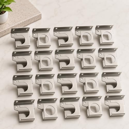 Image of Elite Stainless Steel Solid 25mm 1 Inch Curtain Rod Bracket for Door & Window | Universal Wall to Wall Curtain Rod Holder, Support, Mounting Bracket with Complete Fittings | Pack of 10 Pair, 20 PCS