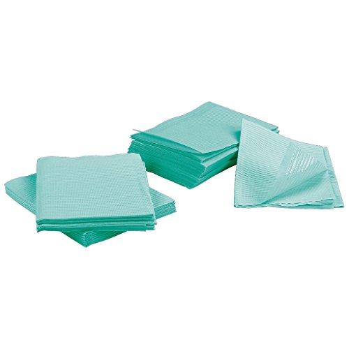 Disposable Dental Bibs 13"X18" (125 Pack) - 3 Ply Waterproof Tattoo Bib Sheet For Patients - Dentist Or Medical Tray Cover And Nail Table Cover Supplies, Green #TOP25