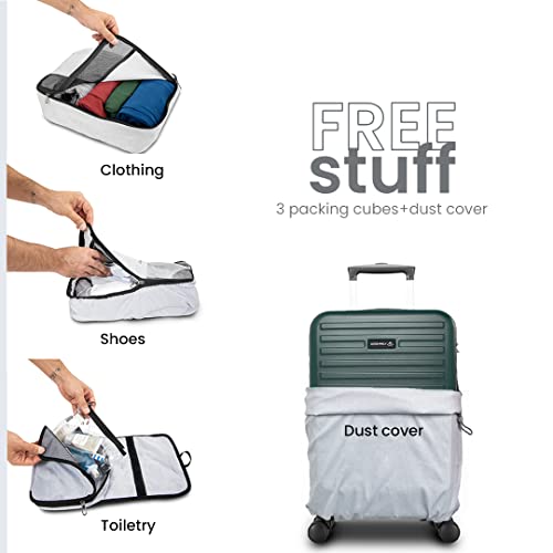 Image of THE ASSEMBLY Hard-Sided Medium Spinner Wheels Check In 24 Inches & Cabin Luggage 20 Inches Polycarbonate Set Of 2 - Premium Trolley Bags- Forest Green, 65 Centimeters