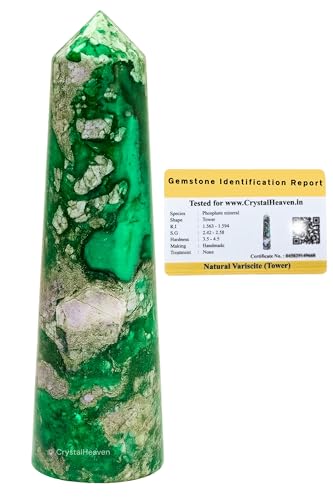 Image of Crystal Heaven Certified Variscite Tower Obelisk Point For Chakra, Healing And Balancing - Aaa Grade Original Certified Gemstone Agate For Reiki Meditation Yoga Spiritual (2-3 Inches)