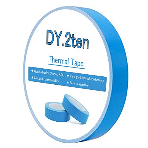 DY.2ten Thermo-Klebeband, 10 mm x 25 m x 0,2 mm, doppelseitig, wärmeleitend, Kühlband für Kühlkörper, LED-Streifen, Computer-CPU, GPU, Kühler, SSD-Laufwerke, einfach anzubringen, hohe Haltbarkeit Cover